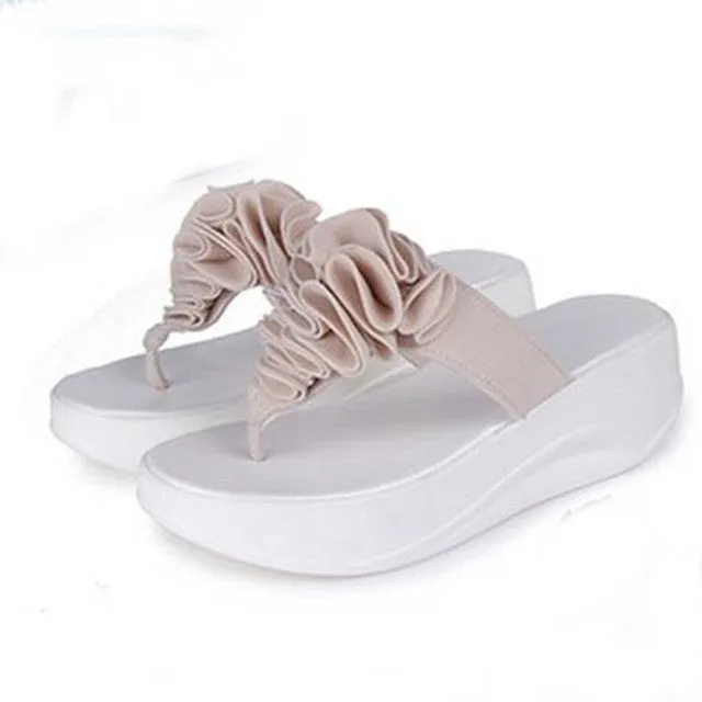 flower brand quality leisure woman sandals slippers summer fashion wedge shoes beach flip flops women shoes size 35-39 WA0203 Cozy Flip Flops