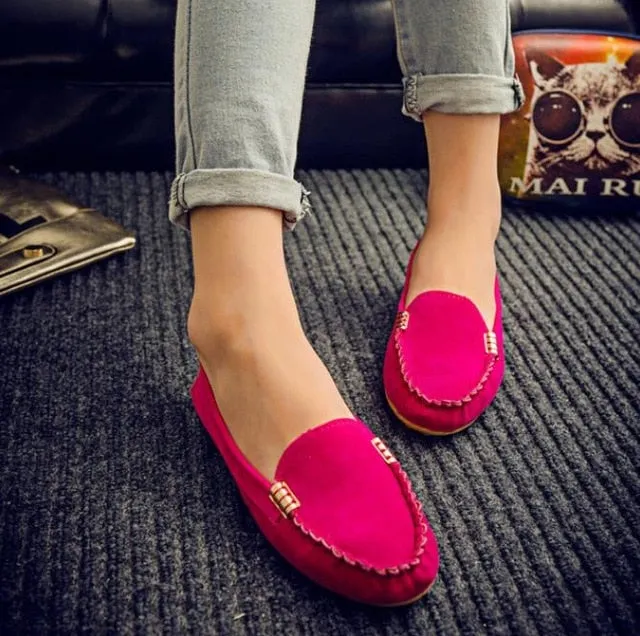 Women Flats- Loafers- Candy Color Slip on Comfortable shoes Leather Woven Loafers