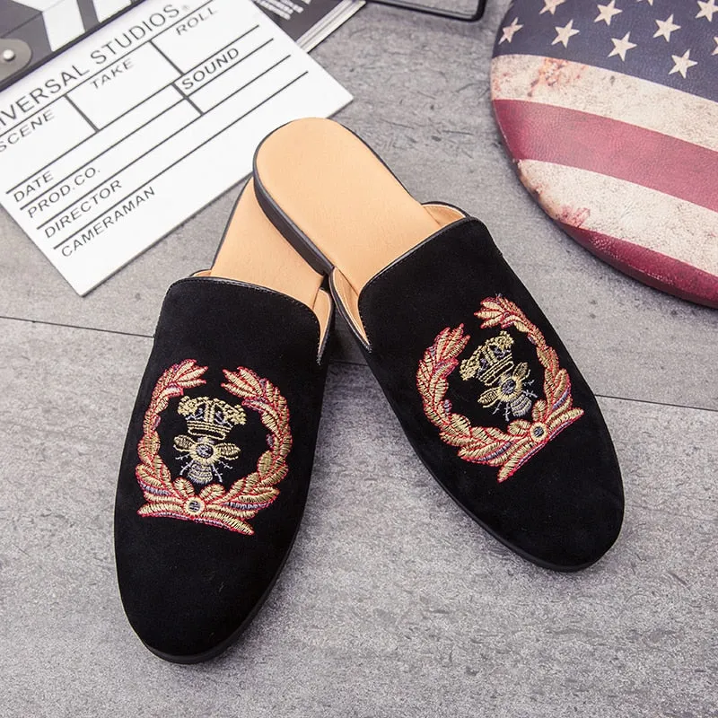 PHER Men's Suede Leather Backless Velvet Loafers Loafers Macys