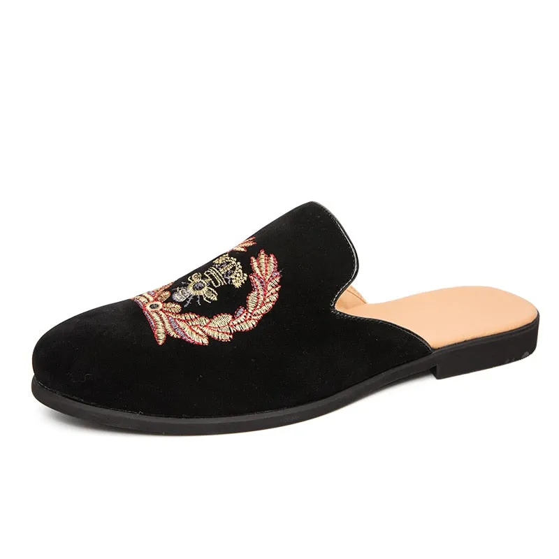 Loafers With Khakis PHER Men's Suede Leather Backless Velvet Loafers