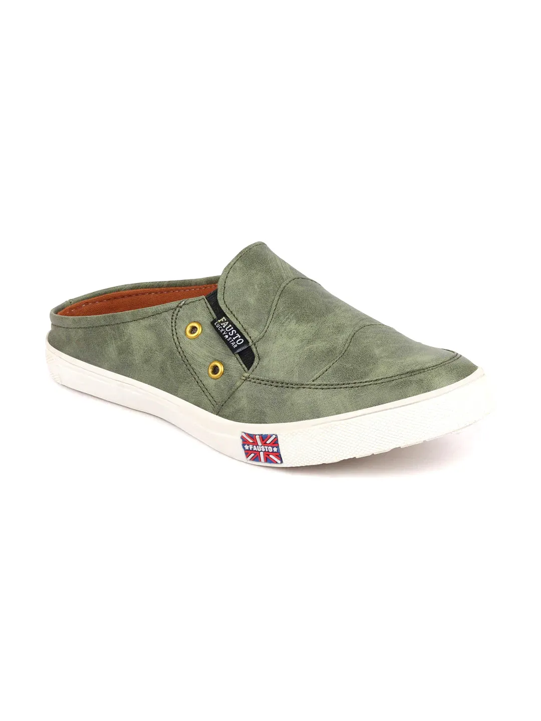 Slip On Platform Sandals Men Olive Green Casual Slip-On Shoes