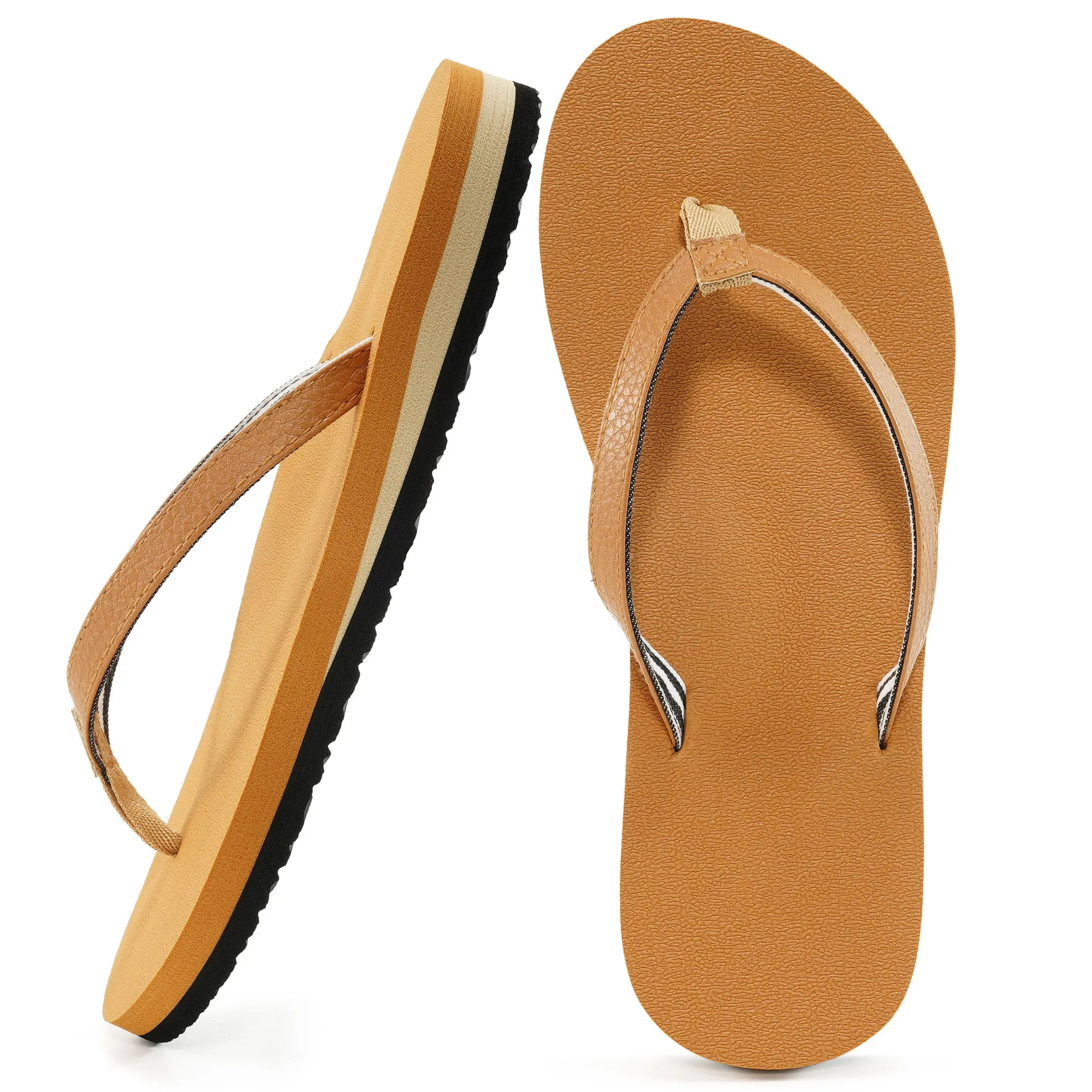 Ecetana Womens Flip Flops with Arch Support Comfortable Yoga Foam Cushion Walking Beach Sandals for Women Bows Flip Flops