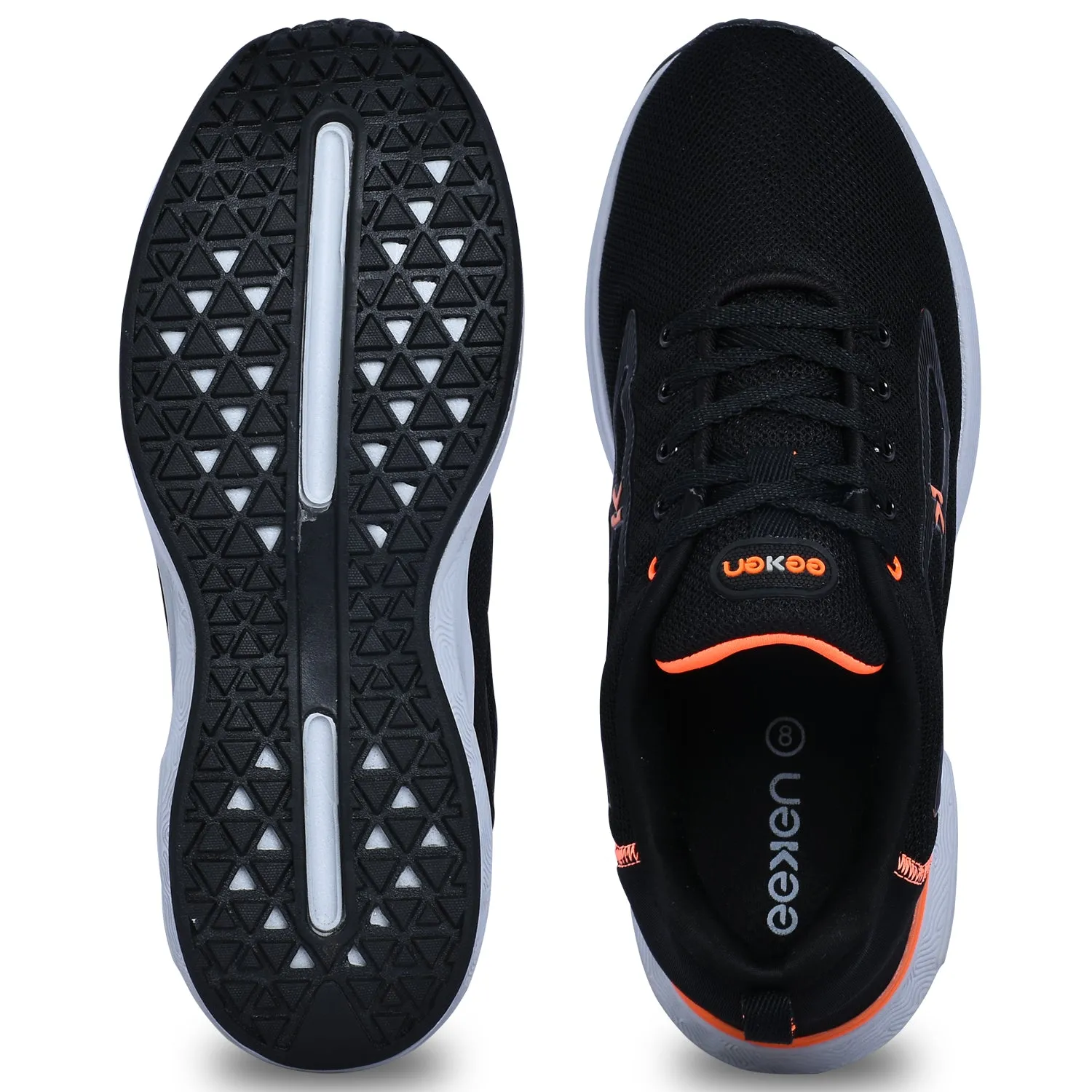Runfalcon 5 Running Shoes Eeken KESHGIA105 Black And Orange Lightweight Anti-Skid Walking Shoes For Men