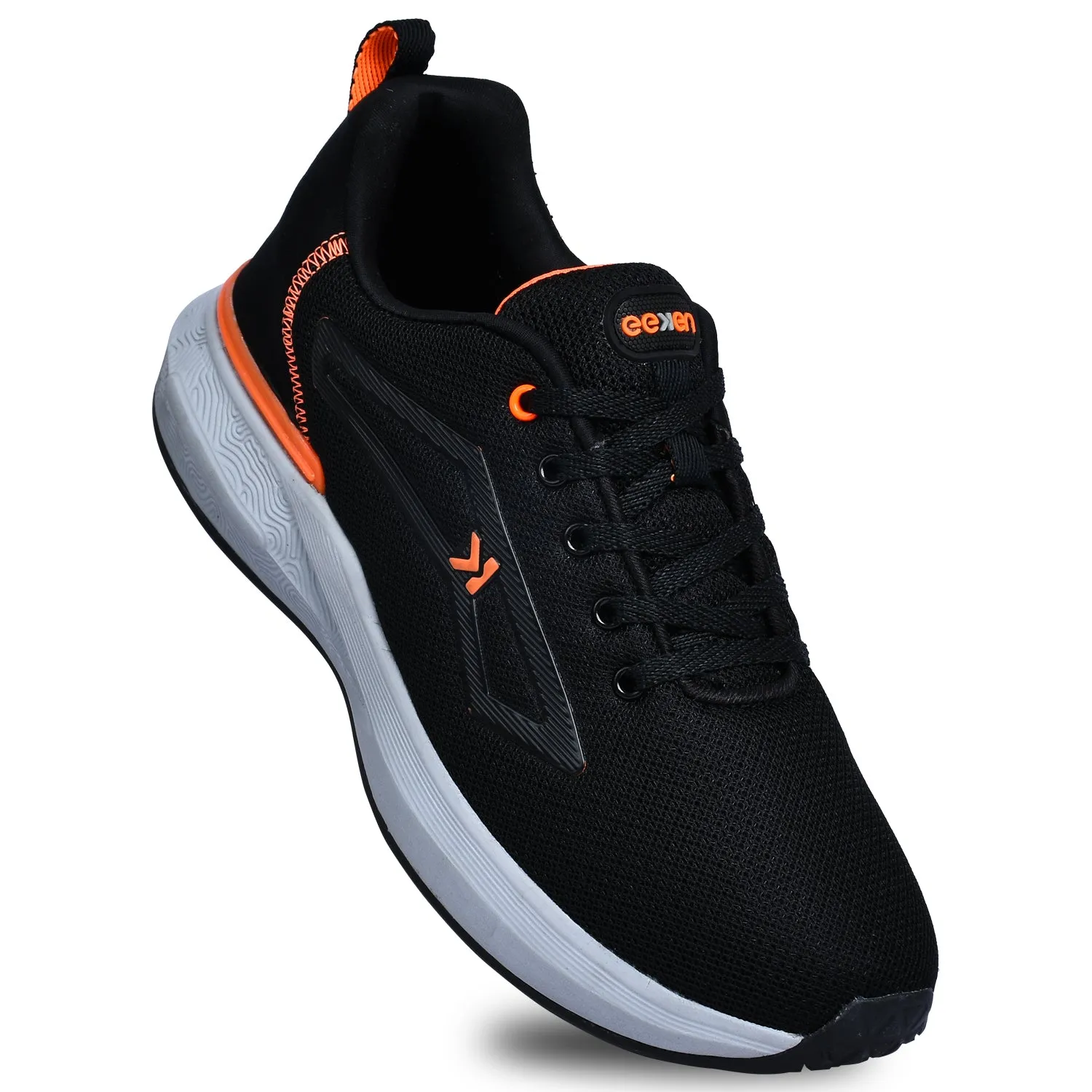 Track Run Shoes Eeken KESHGIA105 Black And Orange Lightweight Anti-Skid Walking Shoes For Men