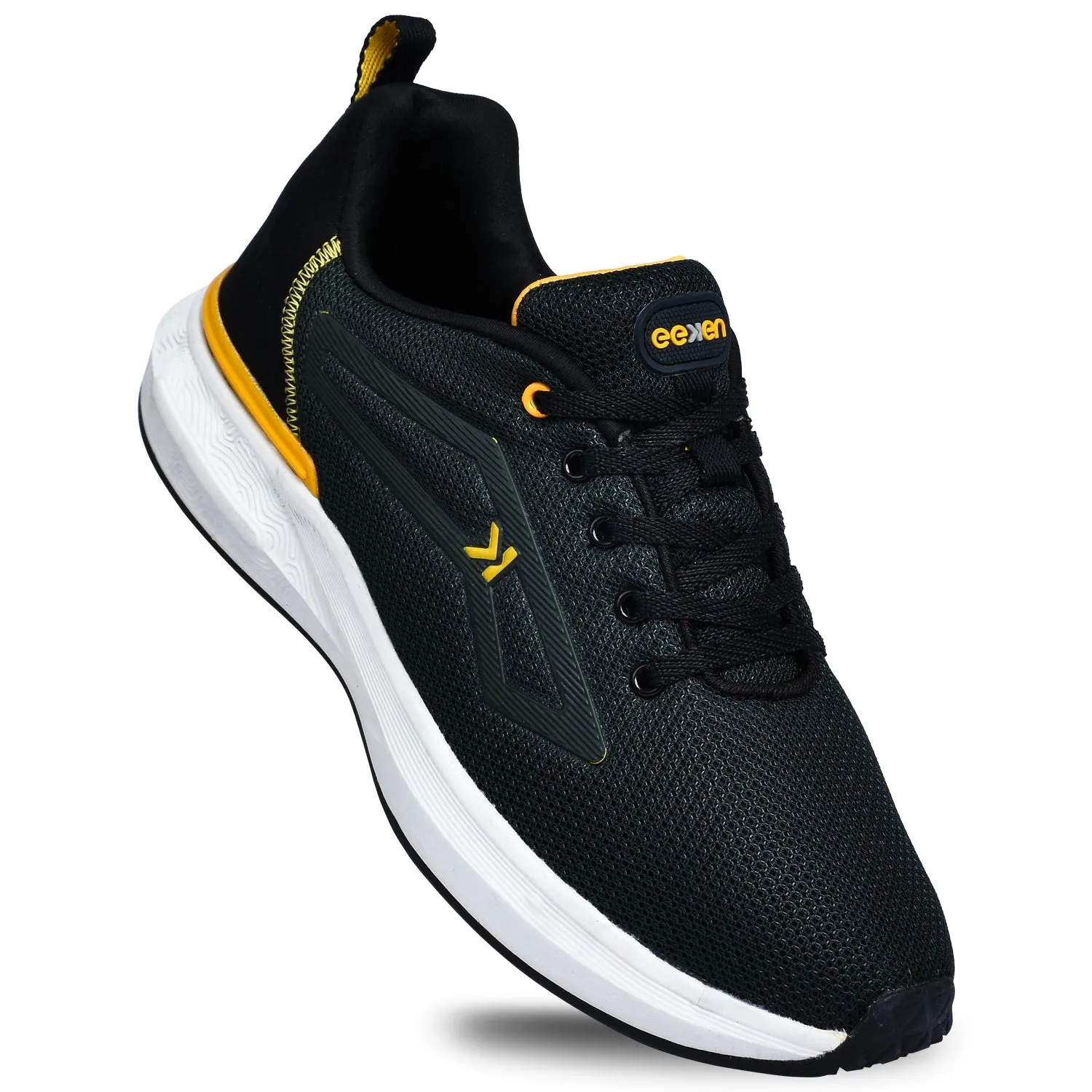 Road And Trail Running Shoes Eeken KESHGIA105 Forest Green And Yellow Lightweight Anti-Skid Walking Shoes For Men