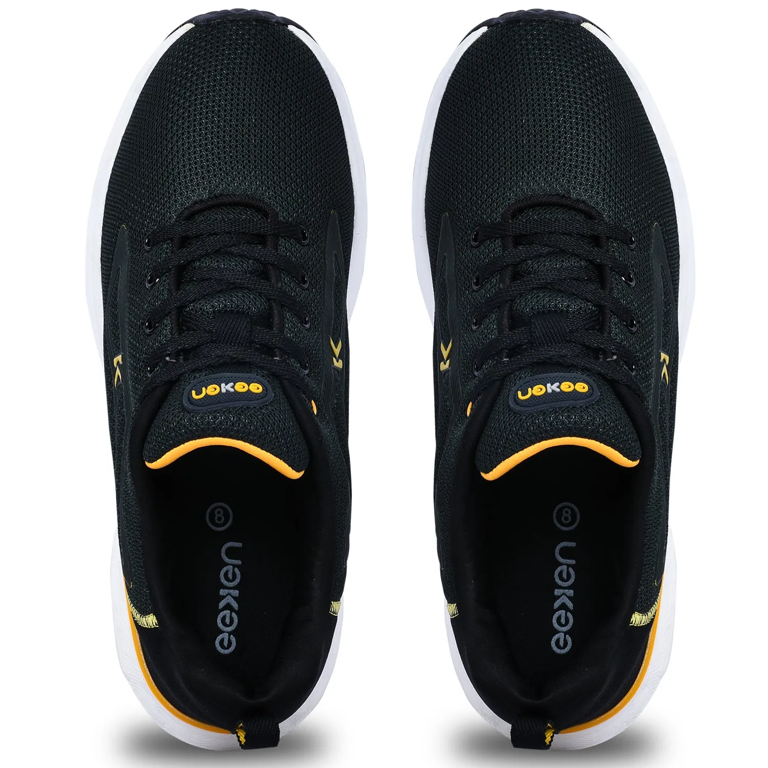 Eeken KESHGIA105 Forest Green And Yellow Lightweight Anti-Skid Walking Shoes For Men Highest Cushion Running Shoes