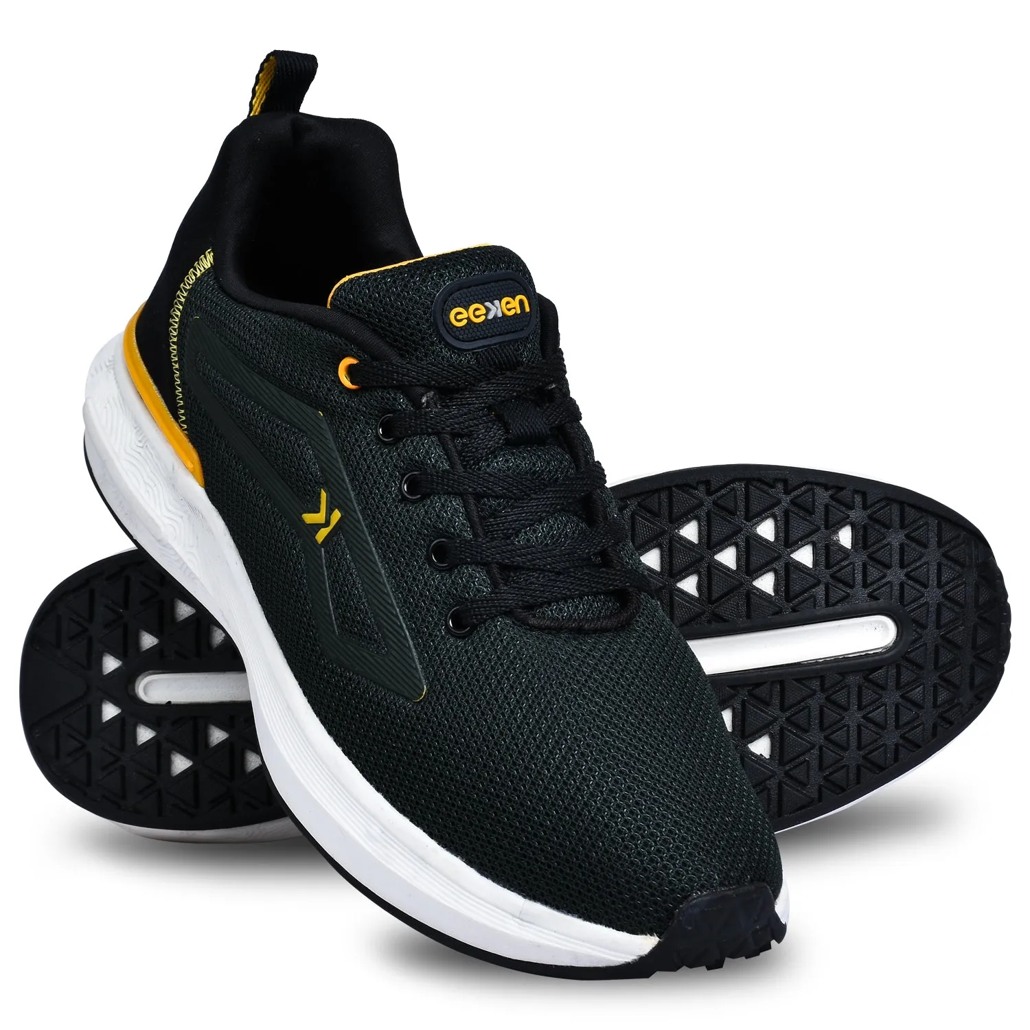 Best Recovery Running Shoes Eeken KESHGIA105 Forest Green And Yellow Lightweight Anti-Skid Walking Shoes For Men