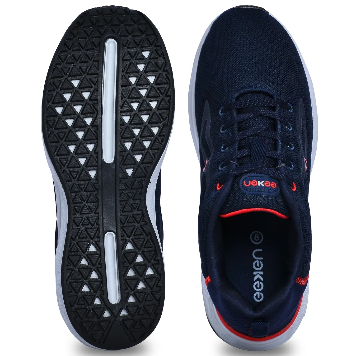 Size 11 Running Shoes Eeken KESHGIA105 Navy Blue And Red Lightweight Anti-Skid Walking Shoes For Men