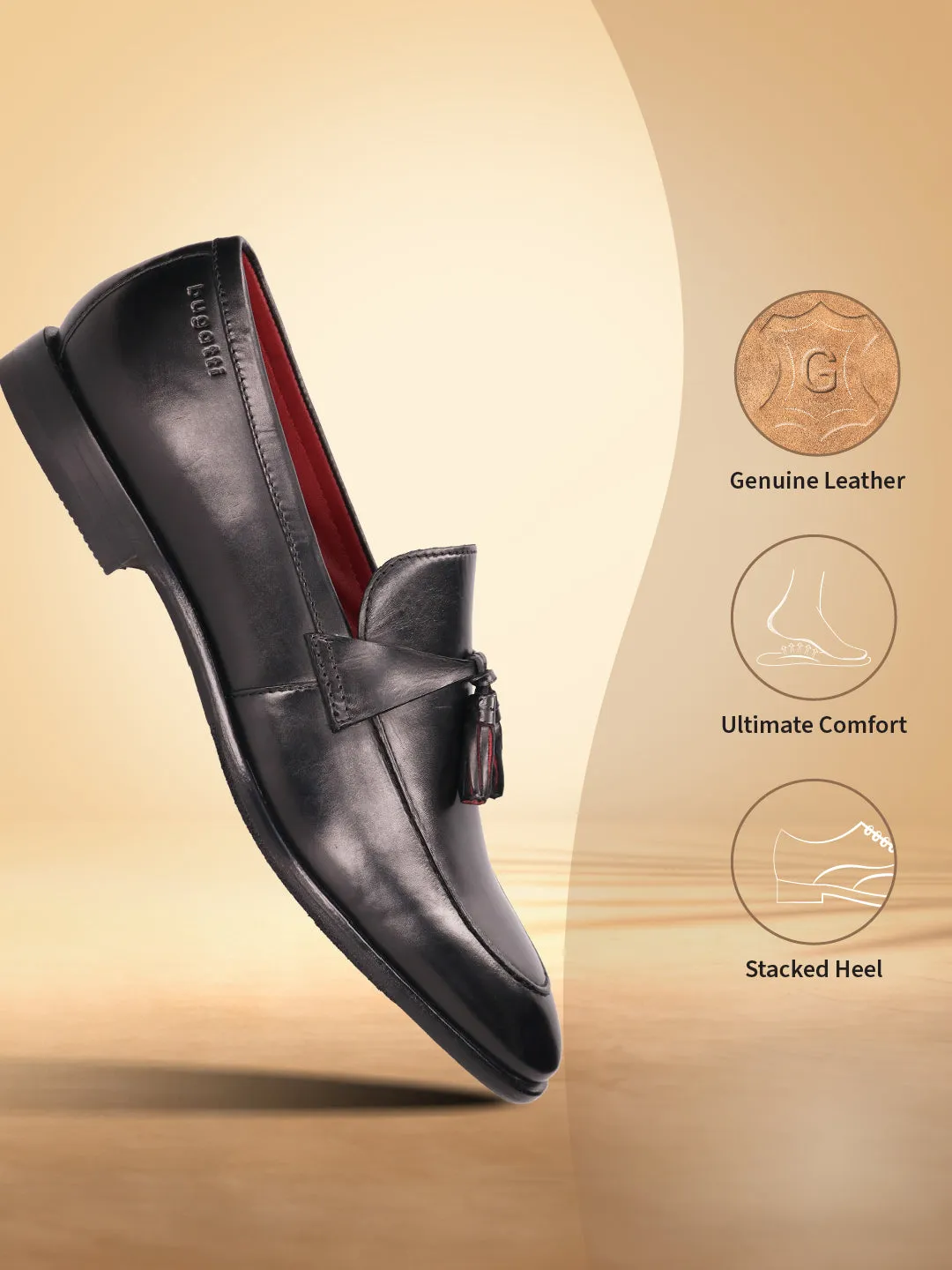 Suede Dress Loafers bugatti Black Premium Leather Loafers