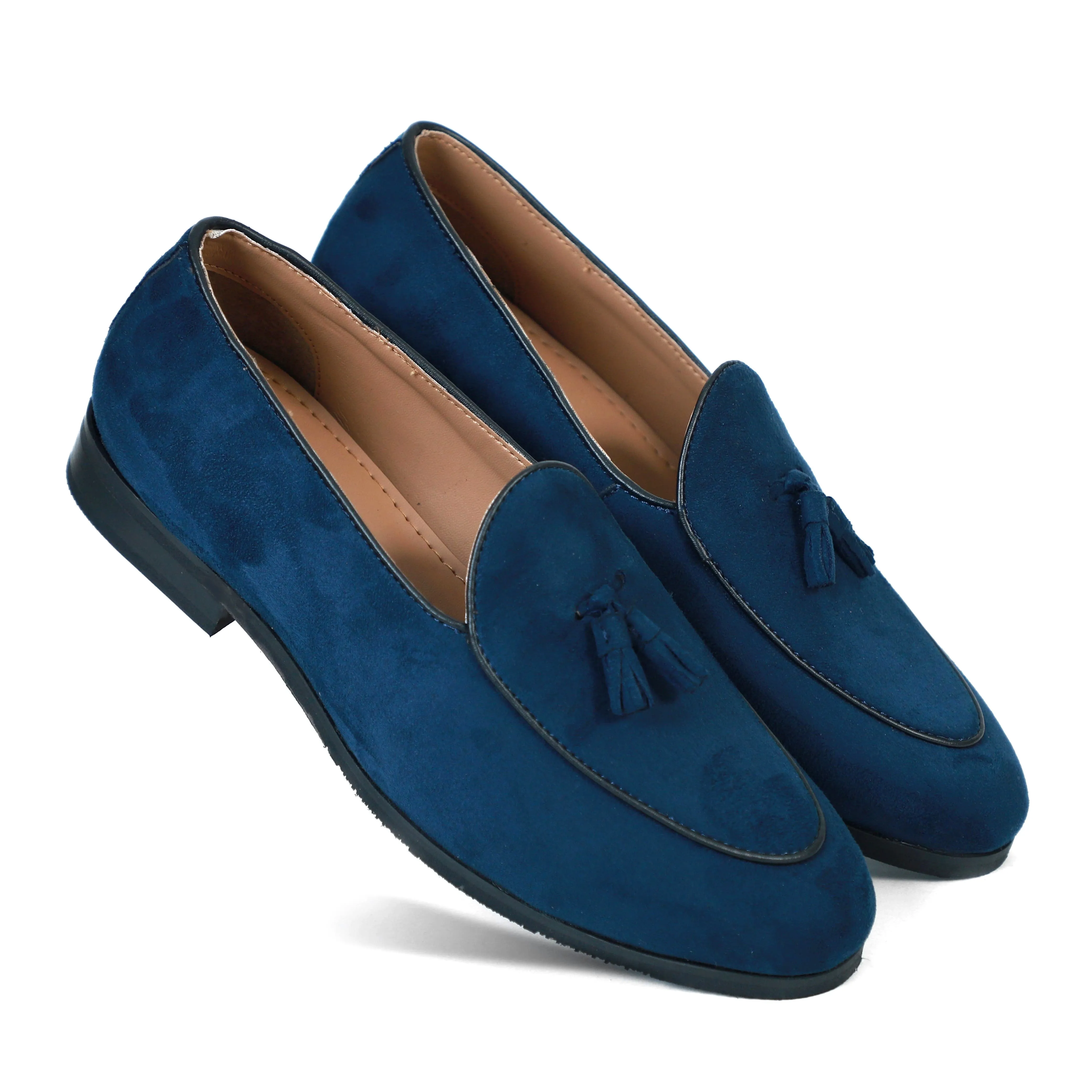 NICHE Blue Suede Tassel Loafers Skeleton Slip On Sneakers