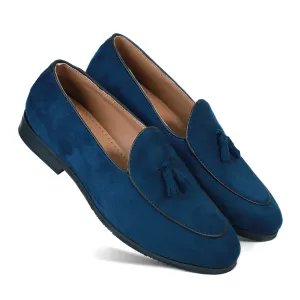 Limited Edition Slip On NICHE Blue Suede Tassel Loafers