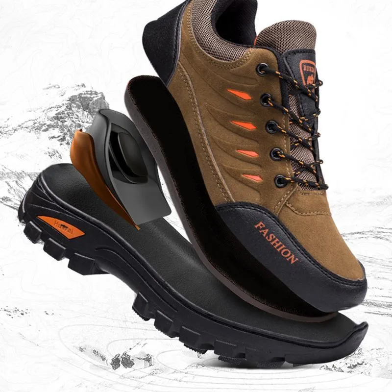 Men's Casual Flat Heel Hiking Shoes Trail Running Shoes With Wide Toe Box