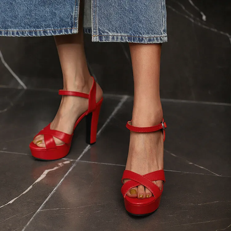 Demonia Platform Sandals Women's Ankle Strap Chunky Heel Platform Sandals