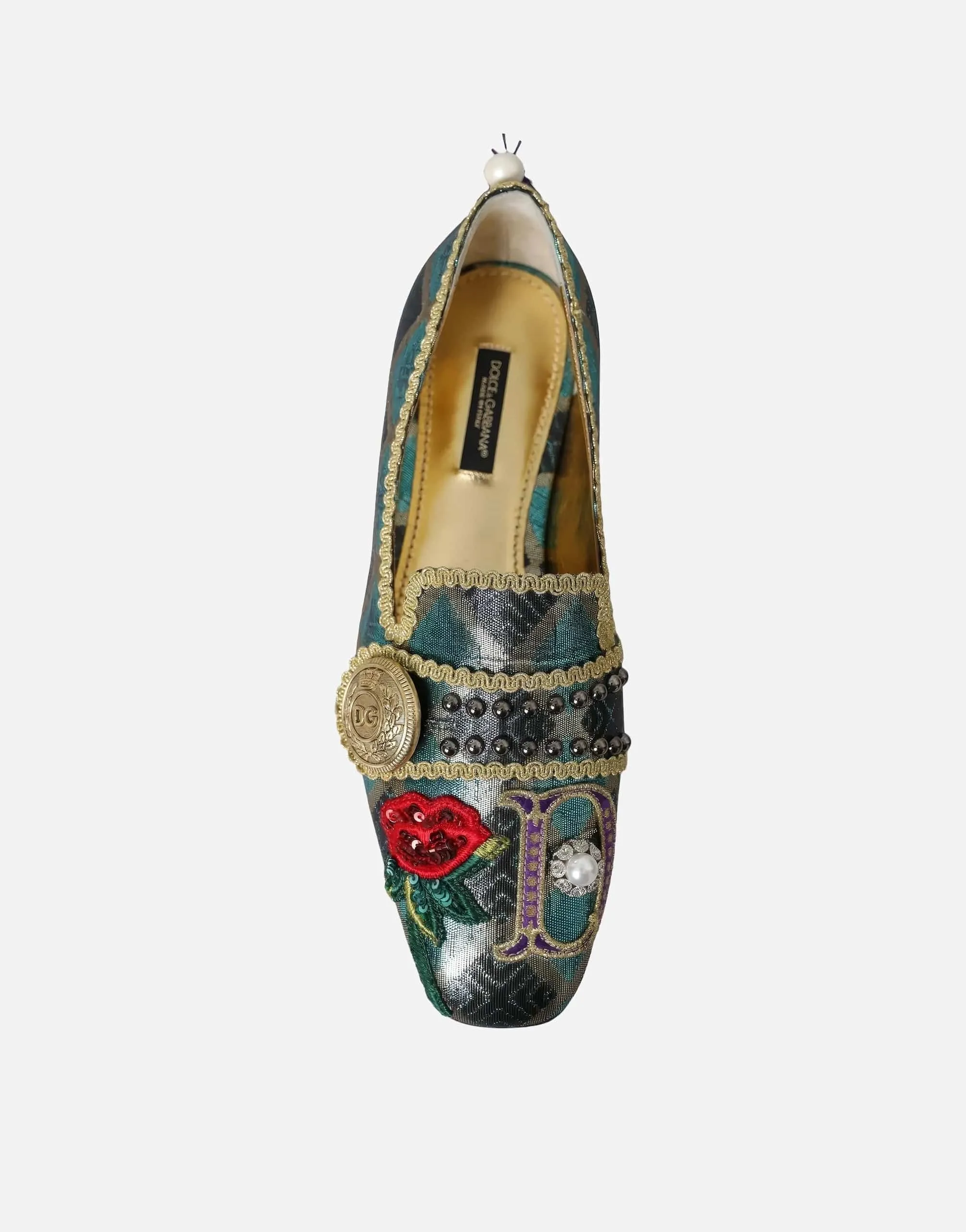 Jacquard Slippers With Embellishments Loafers Sports Bar