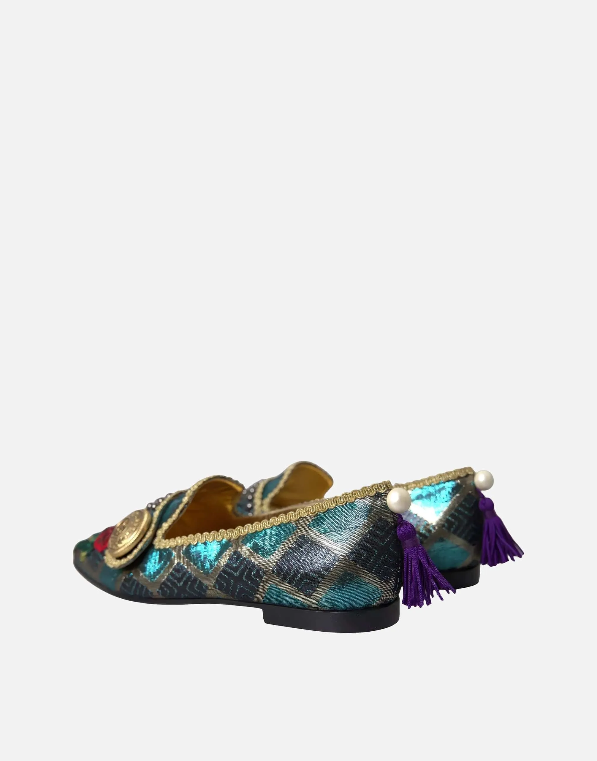 Jacquard Slippers With Embellishments Loafers With Baggy Jeans
