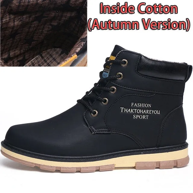 Best Value In Work Boots SURGUT Brand Hot Newest Keep Warm Men Winter Boots High Quality pu Leather Wear Resisting Casual Shoes Working Fashion Men Boots