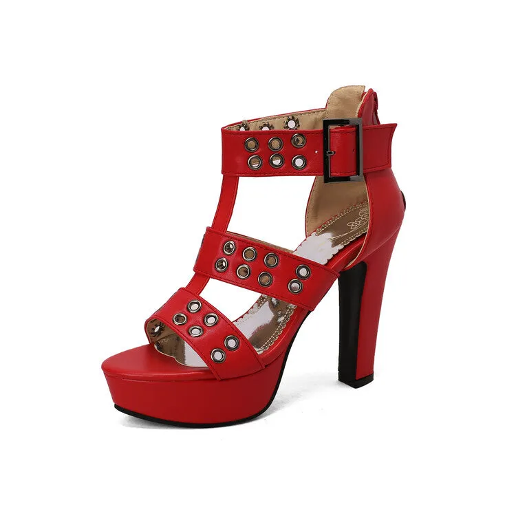 Sandals Sale Dsw Women's Buckles Chunky Heel Platform Gladiator Sandals