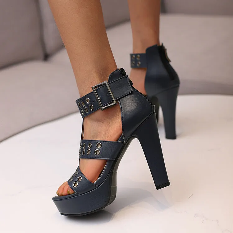 Sandals Deals Women's Buckles Chunky Heel Platform Gladiator Sandals