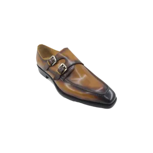 Carrucci Cognac Double Monk Straps Leather Shoe KS509-05 Loafers Temu