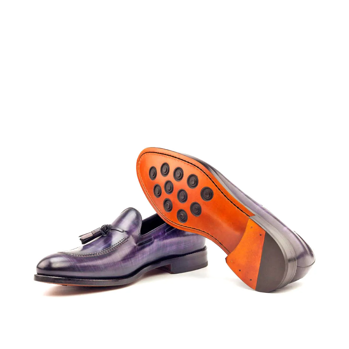 Men's Loafer Shoes Patina Leather Wide Plus Size Violet Blue 2768 Wide Work Boots