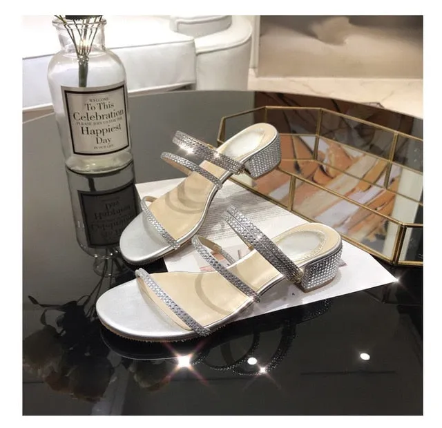 Fashion Rome Slip-On Women Sandals Flip Flops Solid Round Toe Pearl Buckle Causal Sandals Shoes Male Flip Flops