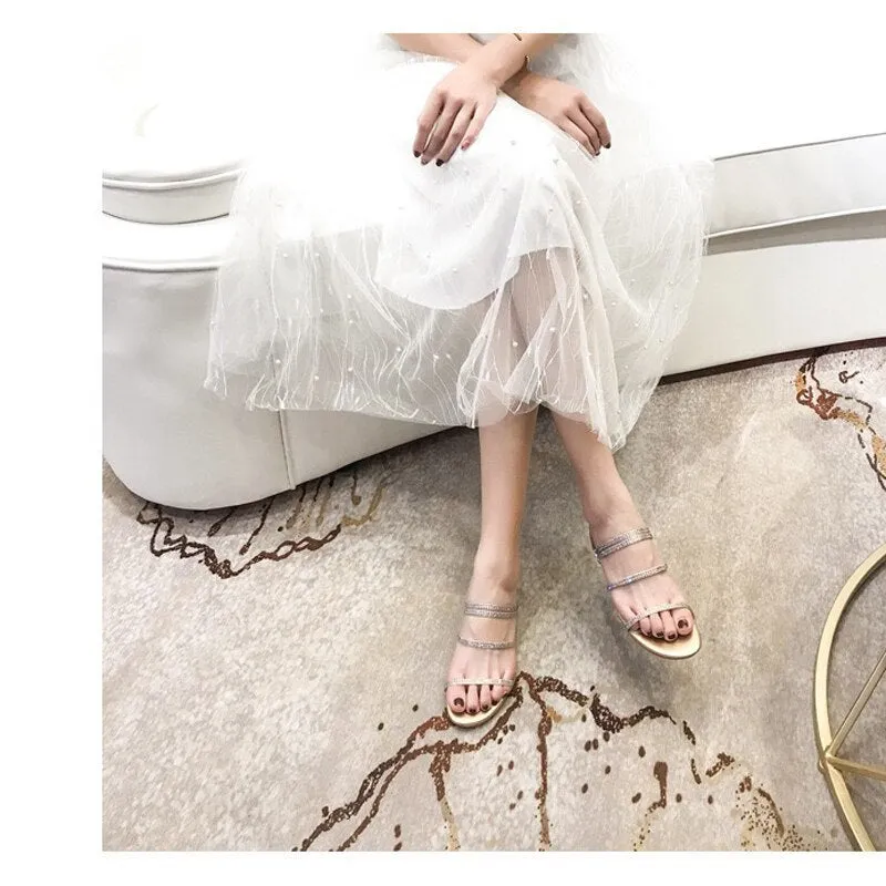 Fashion Rome Slip-On Women Sandals Flip Flops Solid Round Toe Pearl Buckle Causal Sandals Shoes Betula Energy Flip Flops