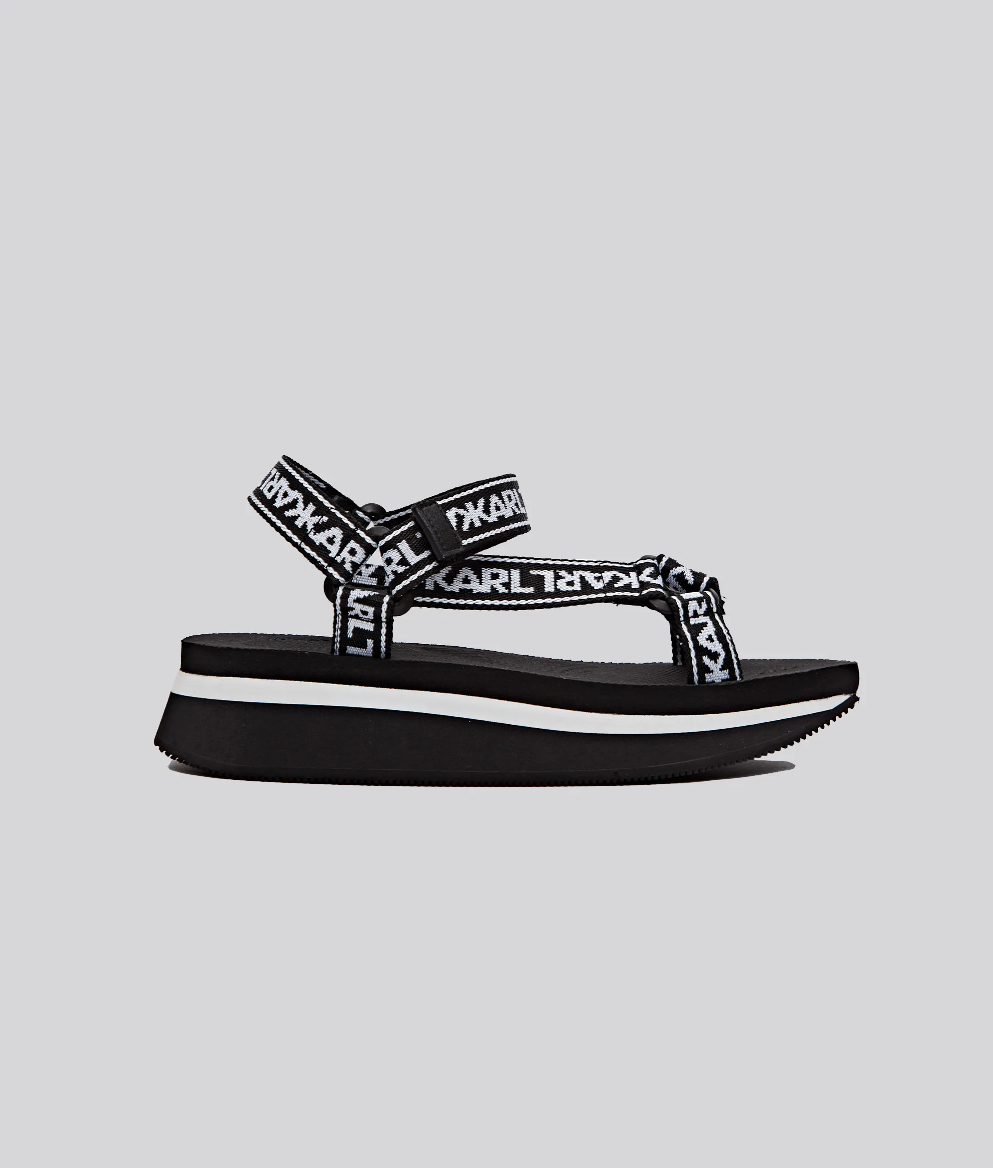 VELOCITA WEDGE Karl Cares Web Strap Memory Foam Sandals