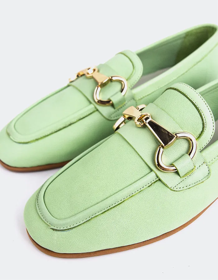 Fayette Green Leather Franco Sarto Lucia Loafers