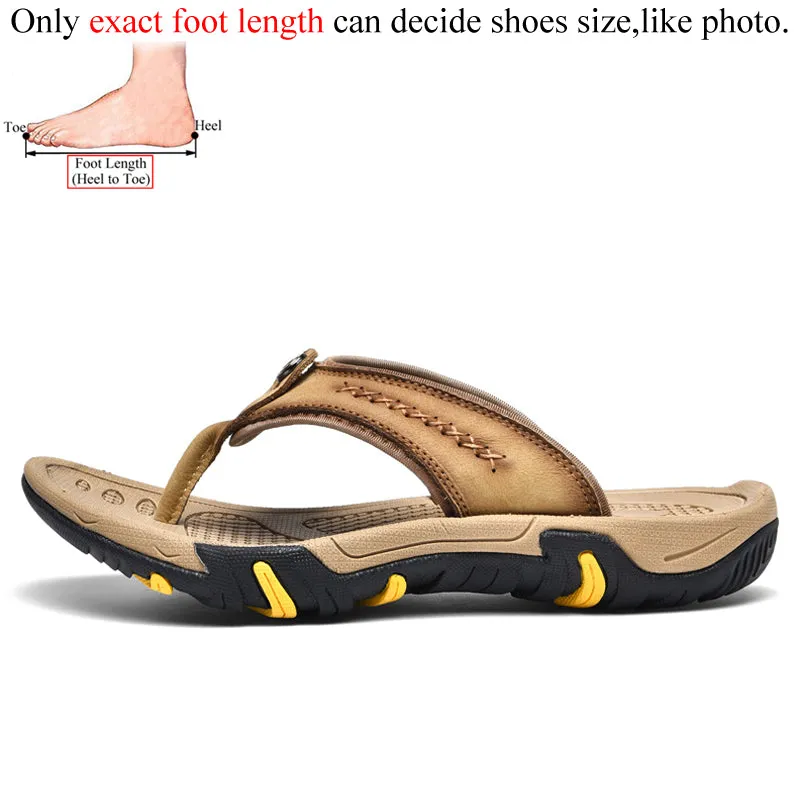 Target Shower Slippers Men Genuine Leather Flip Flops Slippers Outdoor Summer Shoes Beach Chanclas Hombre Chinelo Masculino