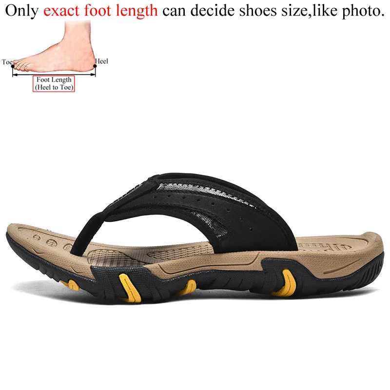 Best Ortho Slippers Men Genuine Leather Flip Flops Slippers Outdoor Summer Shoes Beach Chanclas Hombre Chinelo Masculino