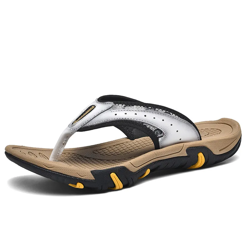 Men Genuine Leather Flip Flops Slippers Outdoor Summer Shoes Beach Chanclas Hombre Chinelo Masculino Spongebob Squarepants Slippers