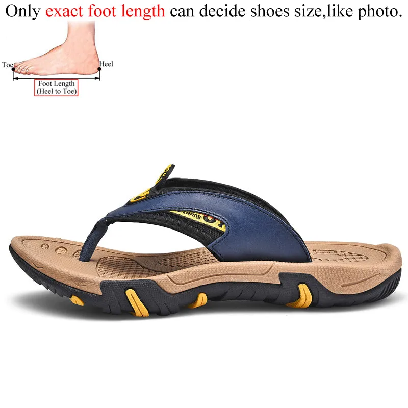 Men Genuine Leather Flip Flops Slippers Outdoor Summer Shoes Beach Chanclas Hombre Chinelo Masculino Comfiest Slippers
