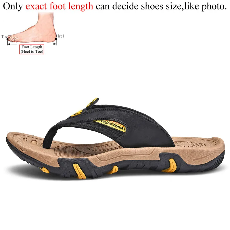 House Slippers For Guests Men Genuine Leather Flip Flops Slippers Outdoor Summer Shoes Beach Chanclas Hombre Chinelo Masculino