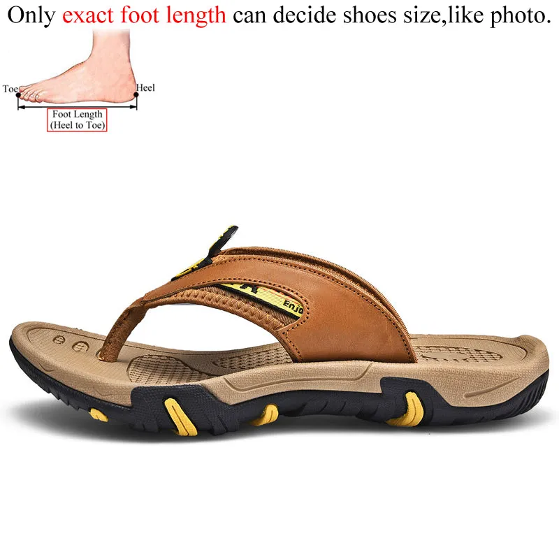 Men Genuine Leather Flip Flops Slippers Outdoor Summer Shoes Beach Chanclas Hombre Chinelo Masculino Kei Truck Slippers