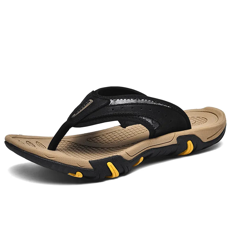 Men Genuine Leather Flip Flops Slippers Outdoor Summer Shoes Beach Chanclas Hombre Chinelo Masculino Korean Slippers