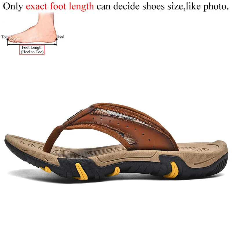 Suede Slide Shoes Men Genuine Leather Flip Flops Slippers Outdoor Summer Shoes Beach Chanclas Hombre Chinelo Masculino