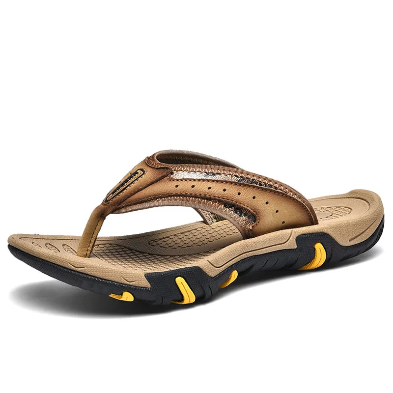 Men Genuine Leather Flip Flops Slippers Outdoor Summer Shoes Beach Chanclas Hombre Chinelo Masculino And Slippers