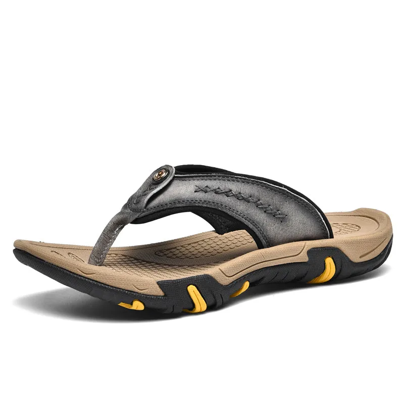 Men Genuine Leather Flip Flops Slippers Outdoor Summer Shoes Beach Chanclas Hombre Chinelo Masculino Tasman Lta Slippers