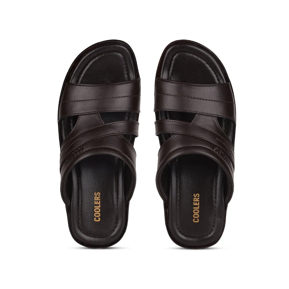 Dad Slippers Coolers Casual Brown Toe Ring Slippers For Men COOL99-92 By Liberty