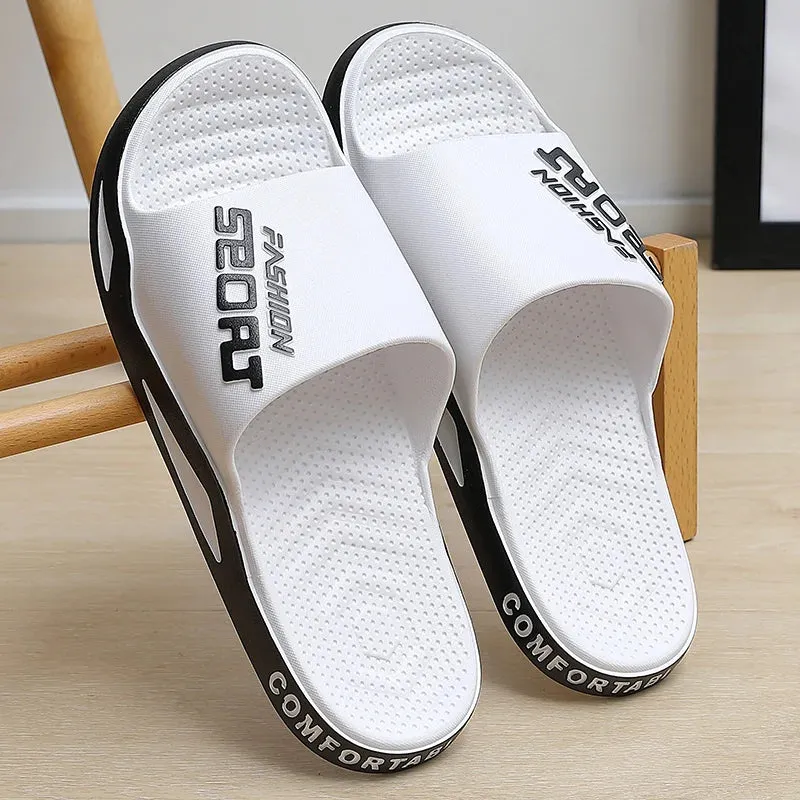 Usa Made Slippers Fashion Men Summer Slippers Indoor Sport Style Thick Sole Lightweight Good Breathability Bathroom Outsdoor Beach Comfort Shoes