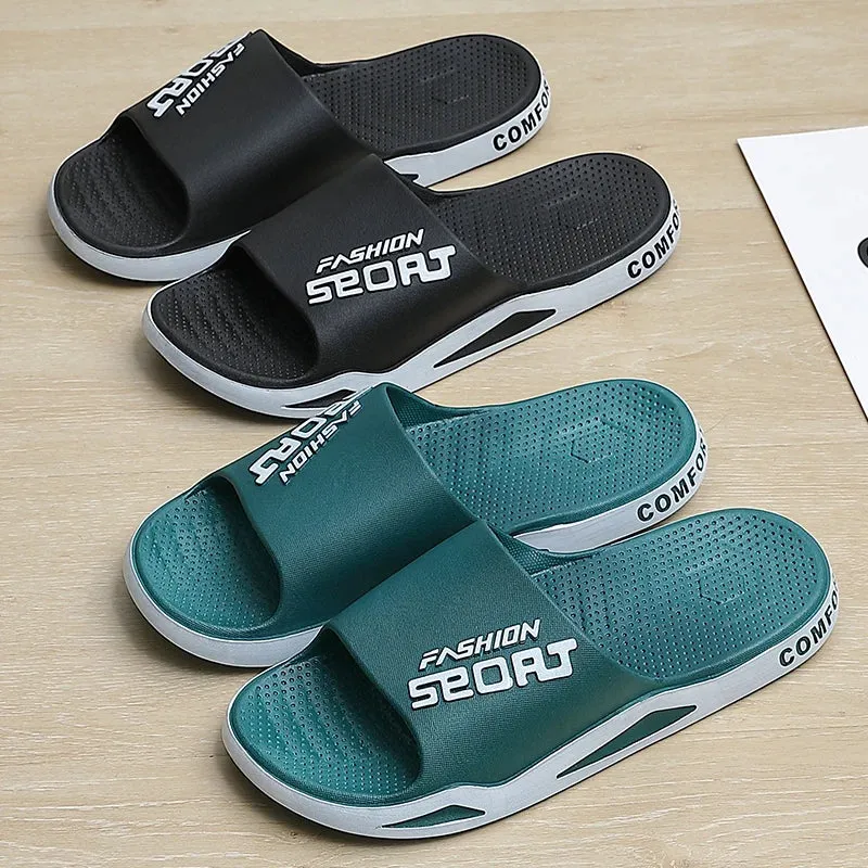 Fashion Men Summer Slippers Indoor Sport Style Thick Sole Lightweight Good Breathability Bathroom Outsdoor Beach Comfort Shoes Custom Slippers With Picture