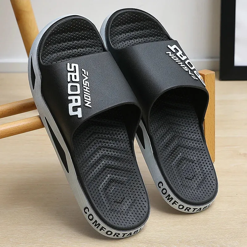 Warm Slippers Fashion Men Summer Slippers Indoor Sport Style Thick Sole Lightweight Good Breathability Bathroom Outsdoor Beach Comfort Shoes