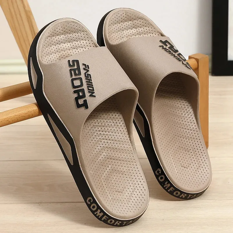 Fashion Men Summer Slippers Indoor Sport Style Thick Sole Lightweight Good Breathability Bathroom Outsdoor Beach Comfort Shoes Kaws Slippers