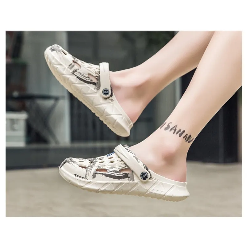 Men Sandals Summer  New Design Fashion Summer Beach Womens's Shoes Men Breathable Wear-resistant Casual Sandals Mens Sneaker Leather Slide