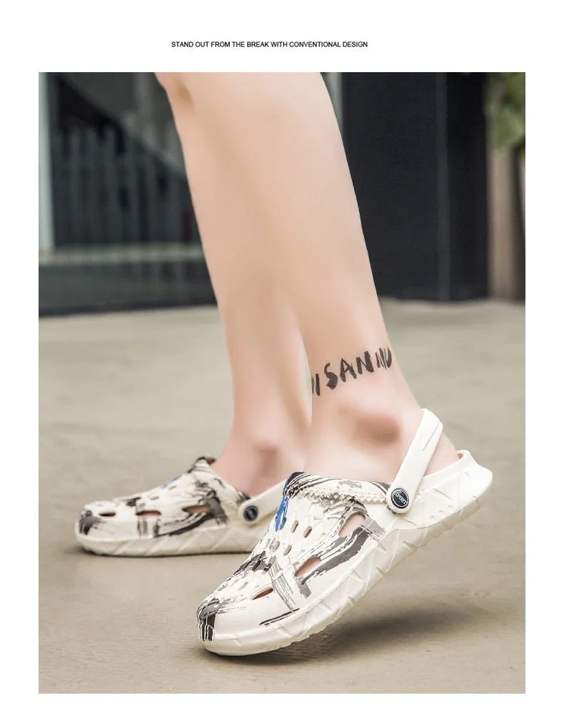 Men Sandals Summer  New Design Fashion Summer Beach Womens's Shoes Men Breathable Wear-resistant Casual Sandals Mens Sneaker Split Sole Ballet Slippers