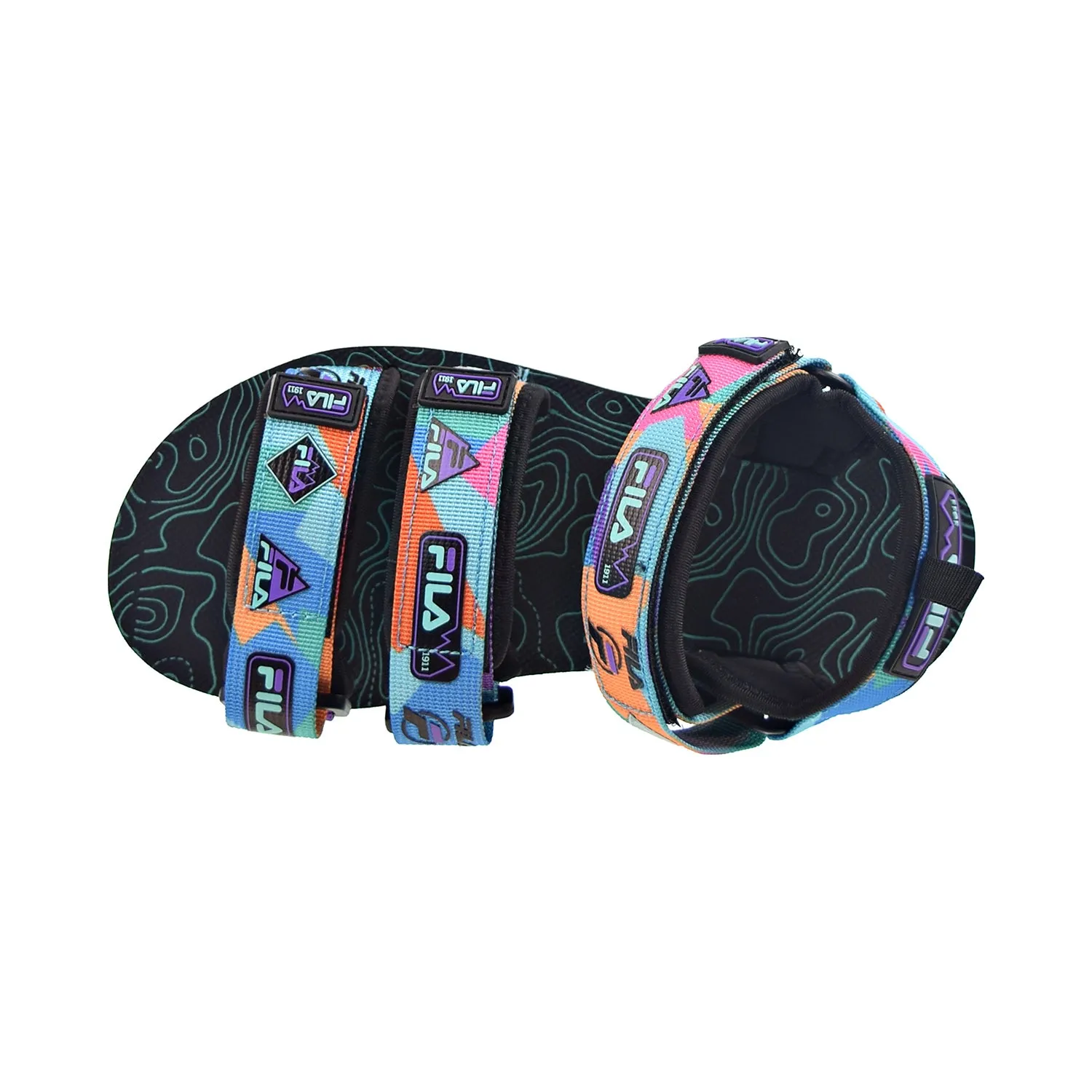 Fila Drifter DNS '90s Hiking Men's Sandals Black-Electric Purple-Red Orange Slippers In Bulk