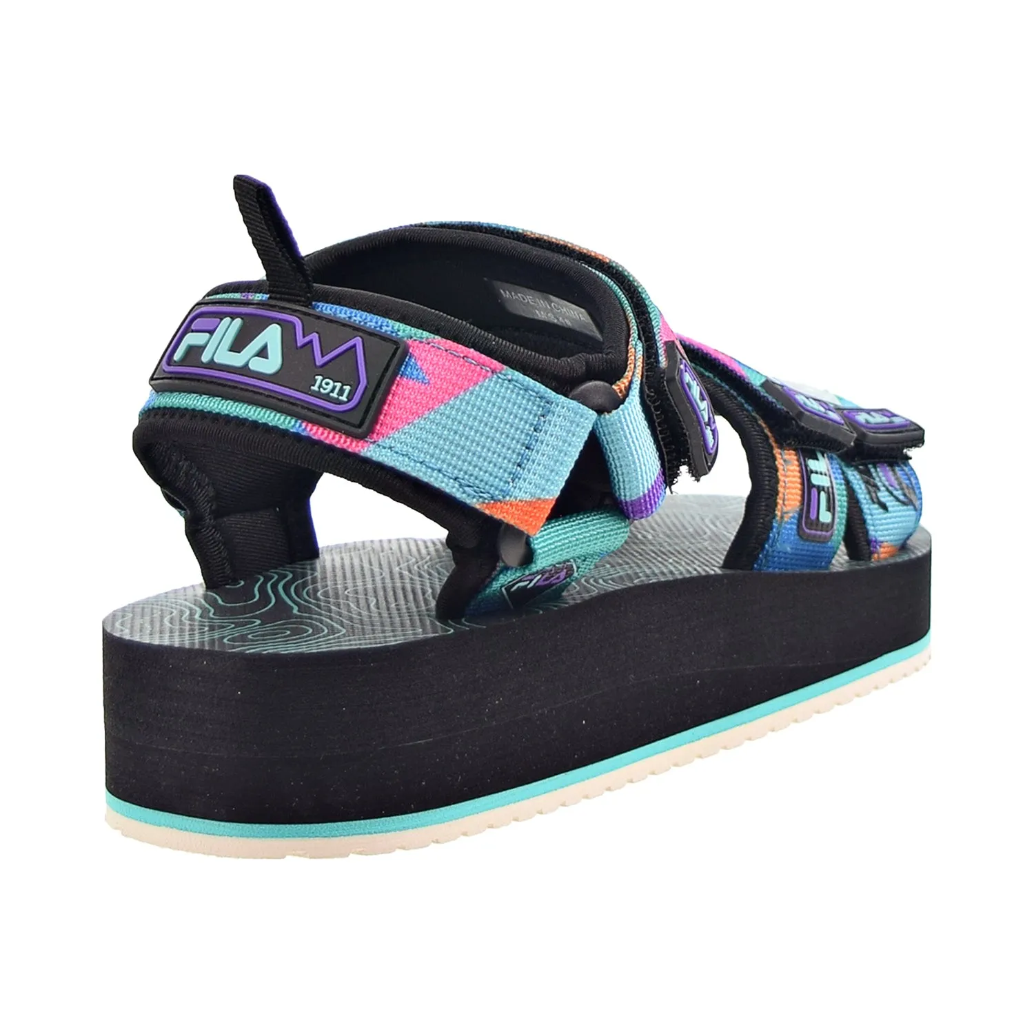 Ballerina Slippers Drawing Fila Drifter DNS '90s Hiking Men's Sandals Black-Electric Purple-Red Orange