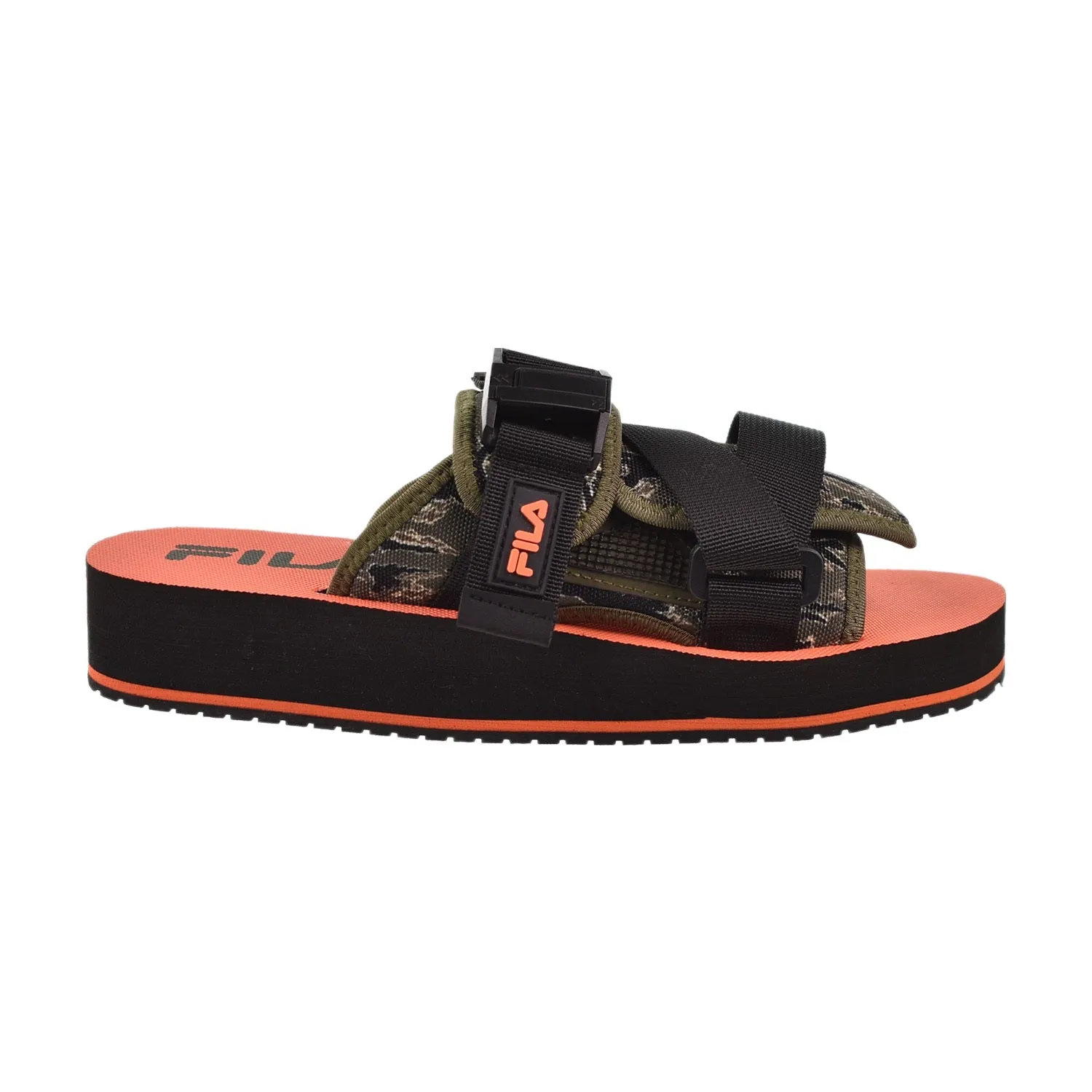Fila Sol-Slide V2 Camo Men's Slide Sandals Black-Chive-Dusty Olive Non Skid Material For Slippers