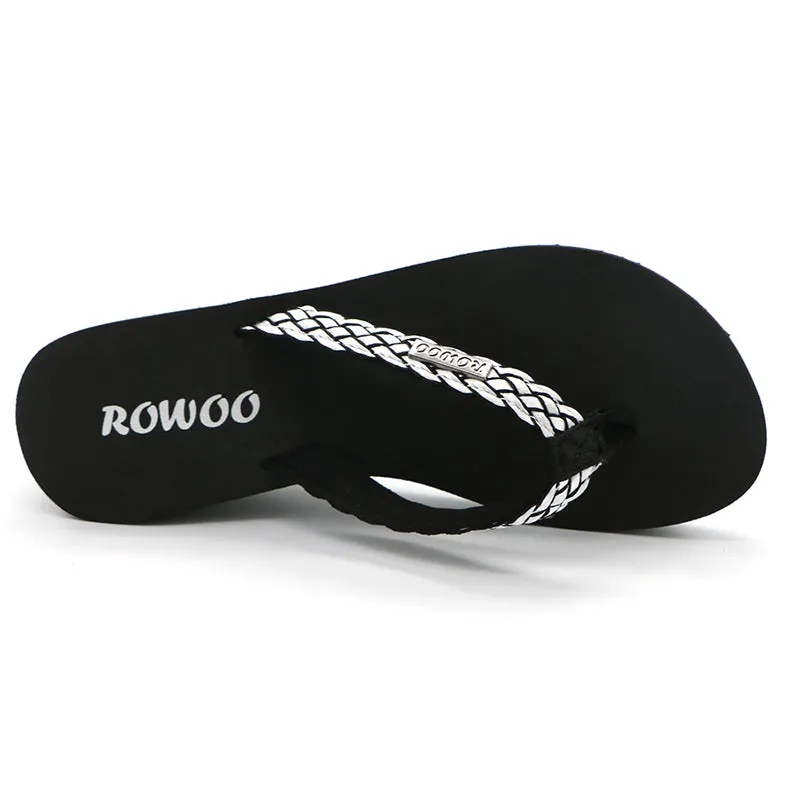 Heydude Flip Flops Flip Flops for Women Ribbon Platform Wedge Comfort Thong Sandal