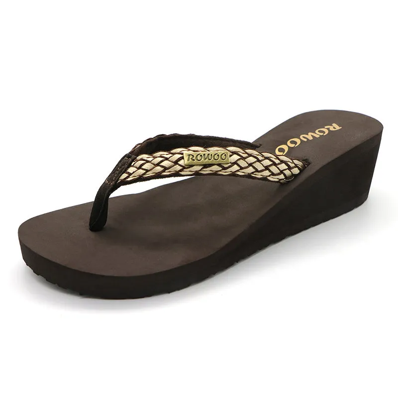 Flip Flops for Women Ribbon Platform Wedge Comfort Thong Sandal Shock Absorbing Flip Flops